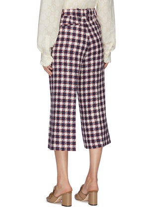 Back View - Click To Enlarge - GUCCI - Gingham check wool blend tweed culottes