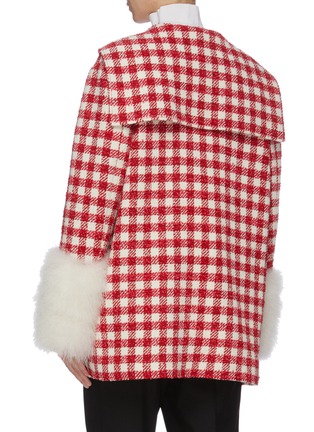 Back View - Click To Enlarge - GUCCI - Feather cuff patch pocket gingham check tweed jacket
