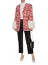 Figure View - Click To Enlarge - GUCCI - Feather cuff patch pocket gingham check tweed jacket