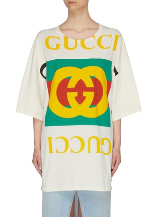 Main View - Click To Enlarge - GUCCI - Mix logo print oversized T-shirt