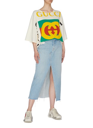 Figure View - Click To Enlarge - GUCCI - Mix logo print oversized T-shirt
