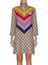 Main View - Click To Enlarge - GUCCI - Rainbow arrow 'GG' logo print zip turtleneck dress