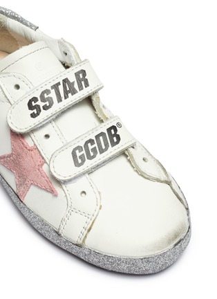 Detail View - Click To Enlarge - GOLDEN GOOSE - 'Old School' glitter outsole leather toddler sneakers