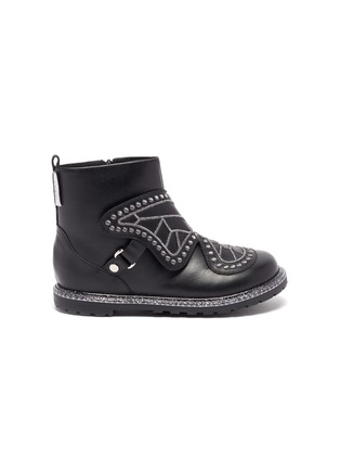 Main View - Click To Enlarge - SOPHIA WEBSTER - 'Karina Mini' butterfly embroidered leather kids ankle boots