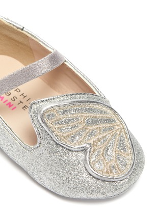Detail View - Click To Enlarge - SOPHIA WEBSTER - 'Butterfly Baby' appliqué glitter leather infant Mary Jane flats