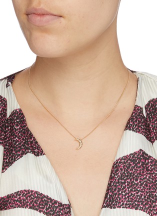 Figure View - Click To Enlarge - ISABEL MARANT - 'Médaille Moon' glass crystal pendant necklace