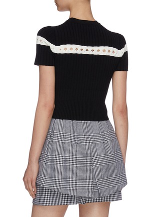 Back View - Click To Enlarge - ALEXANDER MCQUEEN - Cutout stripe mix knit top
