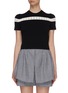 Main View - Click To Enlarge - ALEXANDER MCQUEEN - Cutout stripe mix knit top