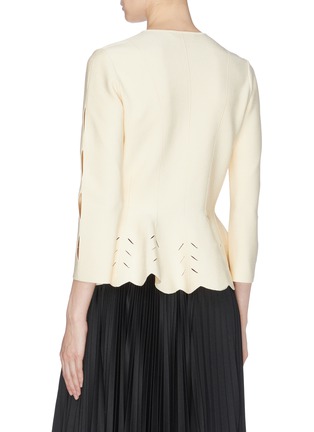 Back View - Click To Enlarge - ALEXANDER MCQUEEN - Ruffled cutout scalloped hem cardigan