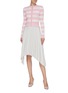 Figure View - Click To Enlarge - ALEXANDER MCQUEEN - Cutout stripe mix knit cardigan