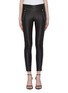 Main View - Click To Enlarge - ALEXANDER MCQUEEN - Houndstooth stripe outseam leather pants