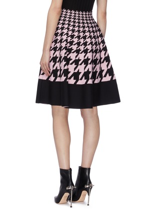 Back View - Click To Enlarge - ALEXANDER MCQUEEN - Houndstooth check jacquard pleated skirt