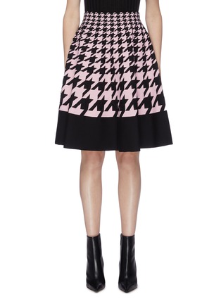 Main View - Click To Enlarge - ALEXANDER MCQUEEN - Houndstooth check jacquard pleated skirt