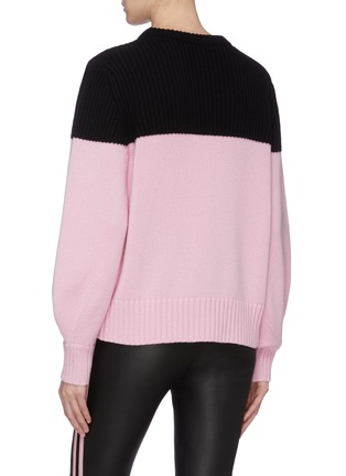 Back View - Click To Enlarge - ALEXANDER MCQUEEN - Colourblock rib knit panel cashmere sweater