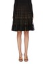 Main View - Click To Enlarge - ALEXANDER MCQUEEN - Metallic check knit skirt
