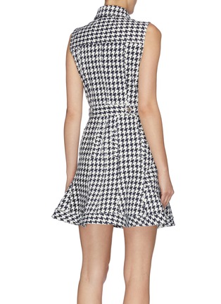 Back View - Click To Enlarge - ALEXANDER MCQUEEN - Flared houndstooth jacquard sleeveless denim dress