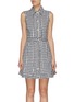 Main View - Click To Enlarge - ALEXANDER MCQUEEN - Flared houndstooth jacquard sleeveless denim dress