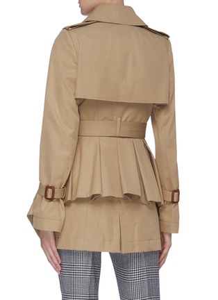 Back View - Click To Enlarge - ALEXANDER MCQUEEN - Belted pleated waist panel gabardine trench coat