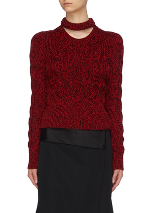Main View - Click To Enlarge - ALEXANDER MCQUEEN - Cutout neck marled wool sweater