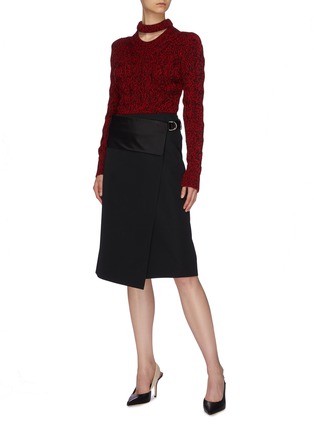Figure View - Click To Enlarge - ALEXANDER MCQUEEN - Cutout neck marled wool sweater