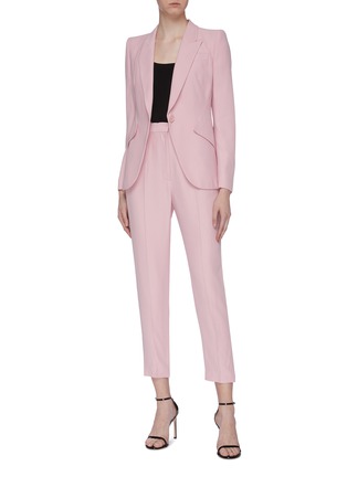 Figure View - Click To Enlarge - ALEXANDER MCQUEEN - Cropped leaf crepe suiting pants