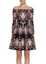 Main View - Click To Enlarge - ALEXANDER MCQUEEN - Flared crystal jacquard off-shoulder dress