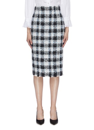 Main View - Click To Enlarge - ALEXANDER MCQUEEN - Check plaid tweed skirt