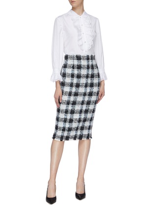 Figure View - Click To Enlarge - ALEXANDER MCQUEEN - Check plaid tweed skirt