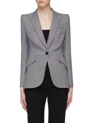 Main View - Click To Enlarge - ALEXANDER MCQUEEN - Peaked lapel houndstooth check plaid blazer