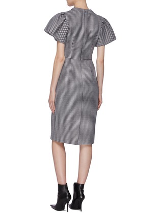 Back View - Click To Enlarge - ALEXANDER MCQUEEN - Puff sleeve houndstooth dress