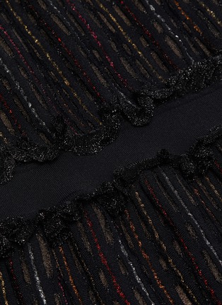 Detail View - Click To Enlarge - ALEXANDER MCQUEEN - Metallic check ruffle trim knit dress