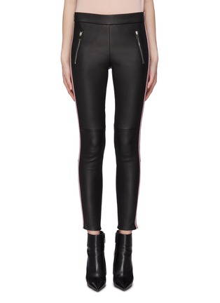 Main View - Click To Enlarge - ALEXANDER MCQUEEN - Stripe outseam leather pants
