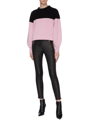 Figure View - Click To Enlarge - ALEXANDER MCQUEEN - Stripe outseam leather pants