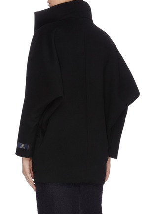 Back View - Click To Enlarge - ZAID AFFAS - Layered lapel cashmere wool blend zip up coat