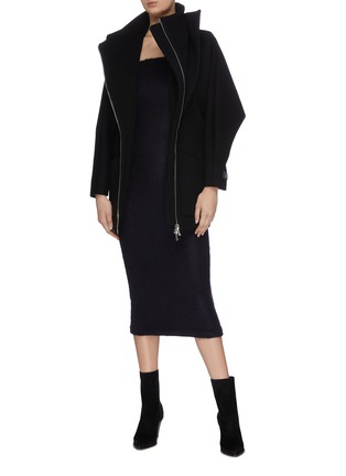 Figure View - Click To Enlarge - ZAID AFFAS - Layered lapel cashmere wool blend zip up coat