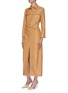 Detail View - Click To Enlarge - ROKH - Ruched cutout waist leather dress