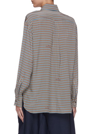 Back View - Click To Enlarge - ROKH - Sash tie neck houndstooth print silk crepe shirt