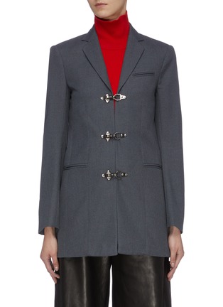 Main View - Click To Enlarge - ROKH - Metallic clasp twill long blazer