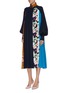 Detail View - Click To Enlarge - ROKSANDA - 'Afisa' belted floral print patchwork pleated silk dress