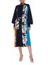 Figure View - Click To Enlarge - ROKSANDA - 'Afisa' belted floral print patchwork pleated silk dress