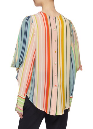 Back View - Click To Enlarge - SILVIA TCHERASSI - 'Aiko' button back rainbow stripe silk crepe blouse