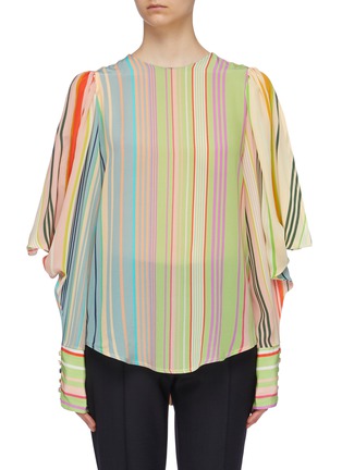 Main View - Click To Enlarge - SILVIA TCHERASSI - 'Aiko' button back rainbow stripe silk crepe blouse