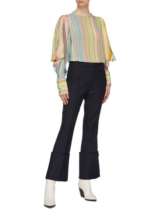 Figure View - Click To Enlarge - SILVIA TCHERASSI - 'Aiko' button back rainbow stripe silk crepe blouse