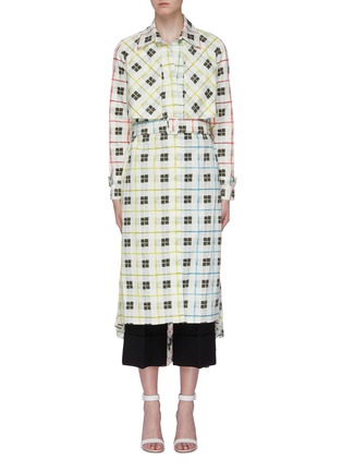 Main View - Click To Enlarge - SILVIA TCHERASSI - 'Birdie' pleated back check grid trench coat