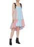 Figure View - Click To Enlarge - SILVIA TCHERASSI - 'Calantha' tie shoulder colourblock stripe peplum dress