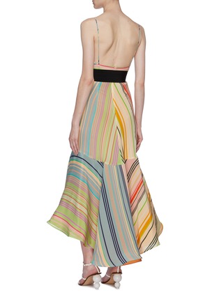 Back View - Click To Enlarge - SILVIA TCHERASSI - 'Bobbie' detachable bow stripe silk flared camisole dress