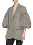Front View - Click To Enlarge - SILVIA TCHERASSI - 'Benny' belted puff sleeve houndsooth jacket