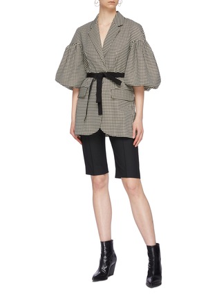 Figure View - Click To Enlarge - SILVIA TCHERASSI - 'Benny' belted puff sleeve houndsooth jacket