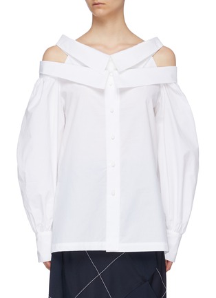 Main View - Click To Enlarge - SILVIA TCHERASSI - 'Aida' layered collar puff sleeve cold shoulder shirt