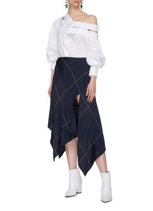 Figure View - Click To Enlarge - SILVIA TCHERASSI - 'Aida' layered collar puff sleeve cold shoulder shirt